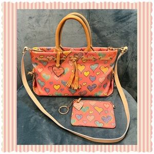 Dooney & Bourke Pink with hearts (set) purse & coin purse